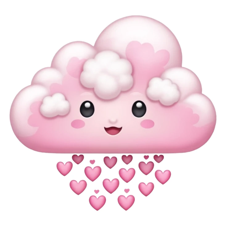 Plain white cloud with pale pink aura surrounding with hearts coming out the bottom sticker