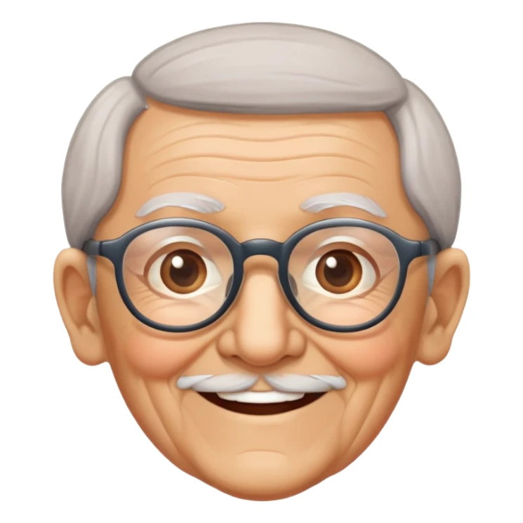 elderly grandparent with glasses and a warm smile sticker