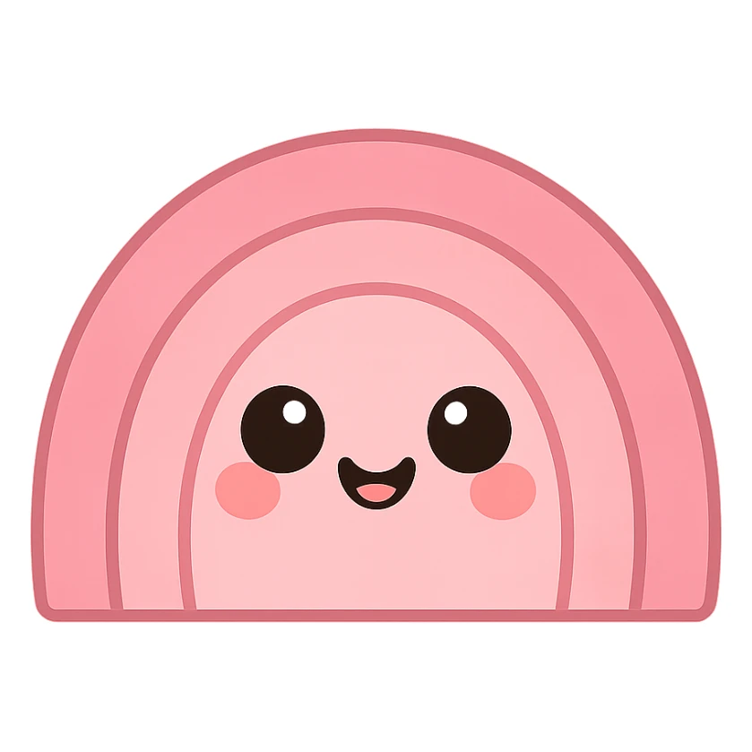 a cute pink rainbow, original design, big eyes, blushing cheeks, joyful sticker