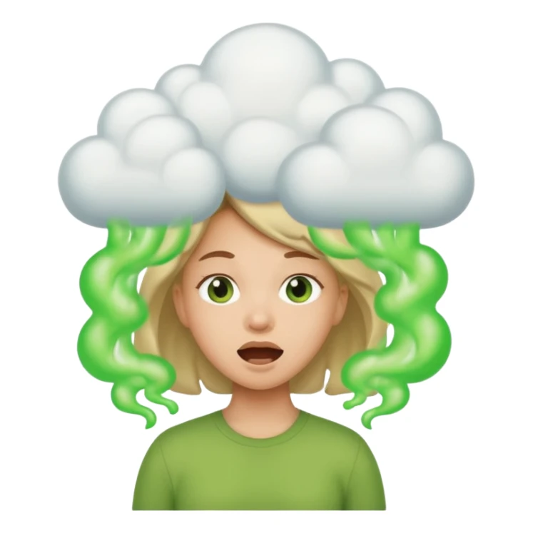Girl farting green fart clouds sticker