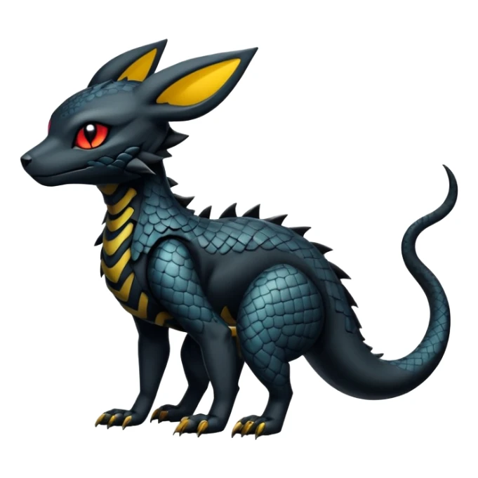 Sophisticated Modern Gothic Gloomy Futuristic Scaly Cyber-Salandit-Umbreon-Litten-Hybrid (Full body) sticker
