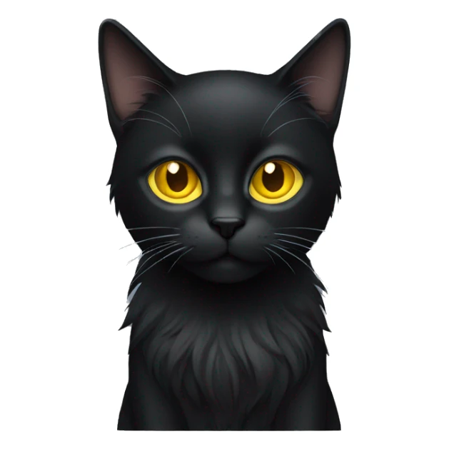 long hair, black cat, yellow eyes sticker