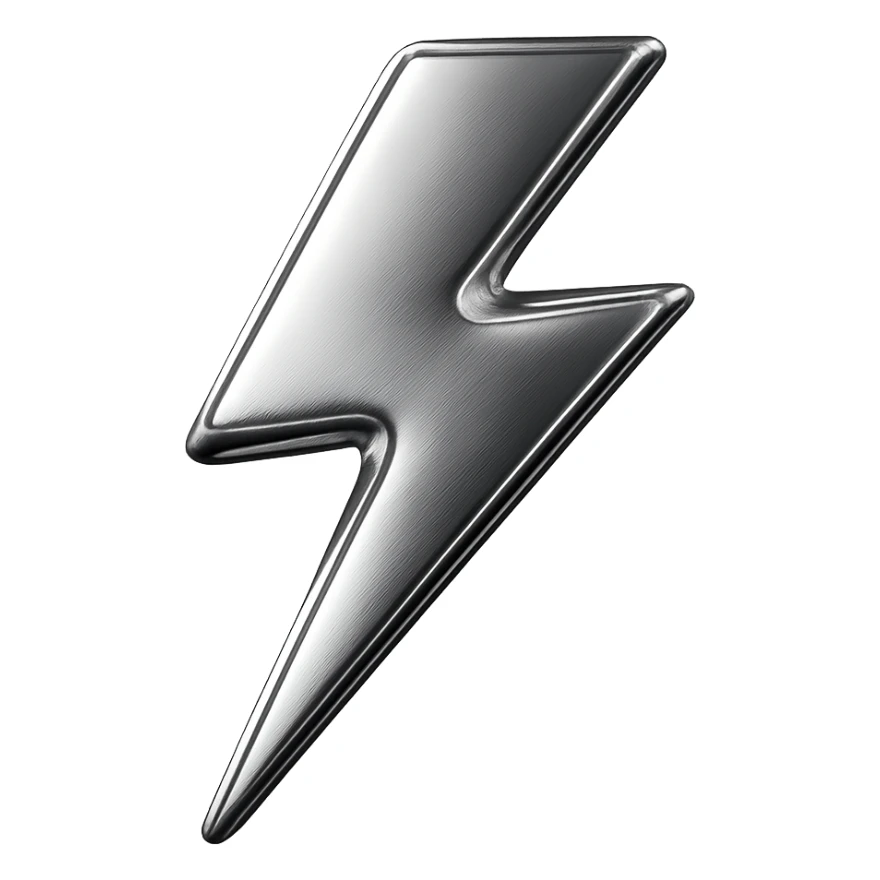 chrome style icon of a lightning bolt sticker