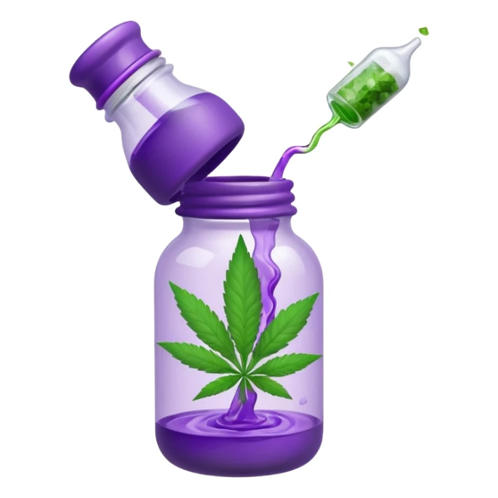 baby bottle with purple liquid and marijuana sticker