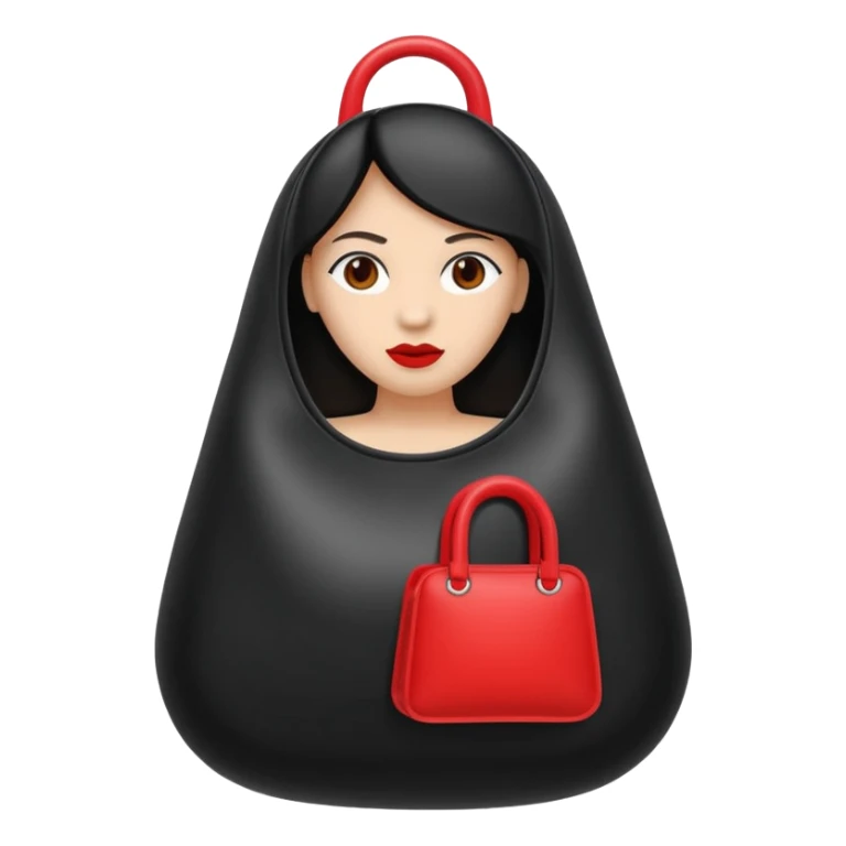 black inflated woman bag with red accent sticker
