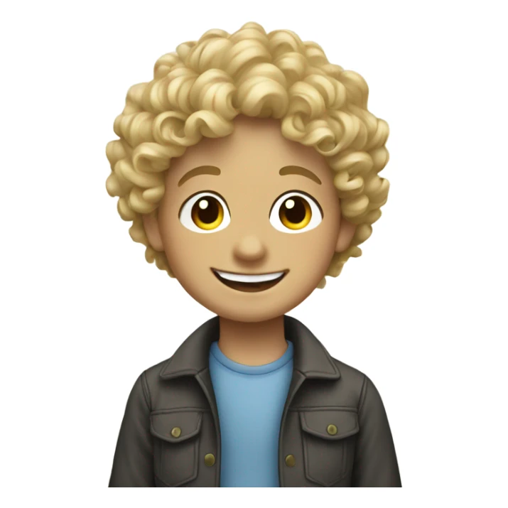 smiling blonde boy portrait with curly hair sticker