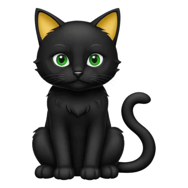 Chat noir peinture mignon assis sticker