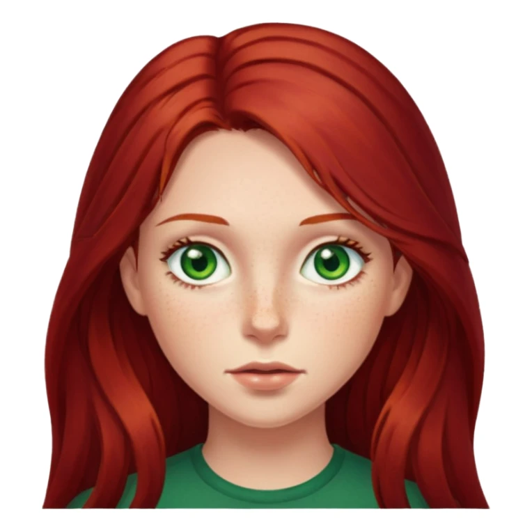 Girl  long dark red hair green eyes sticker