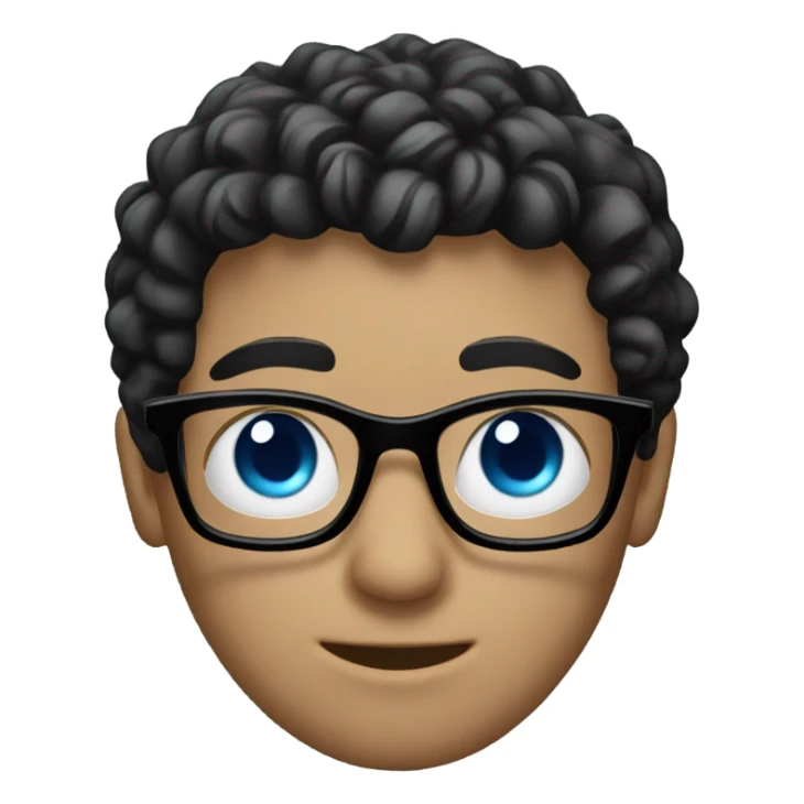 White Guy with short black curly hair and blue eyes and glasses  sticker