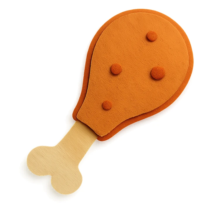 paper craft style fried chicken drumstick sticker