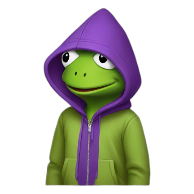 Kermit with purple hoodie sticker