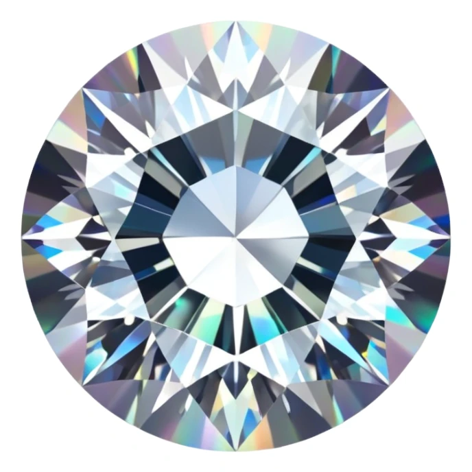 Make it 3D emoji style: add a silver jewelry setting to the round cut white diamond with subtle holographic glow sticker