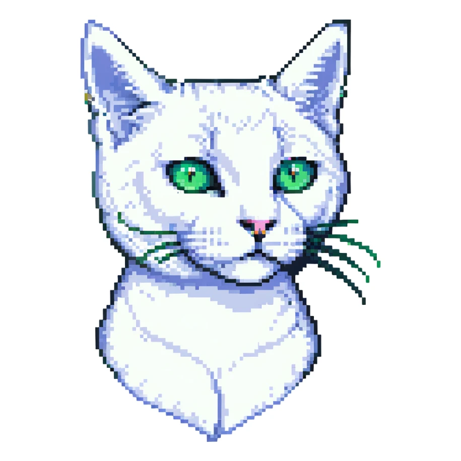 A white cat with different eyes: the left one is green, the right one is blue sticker