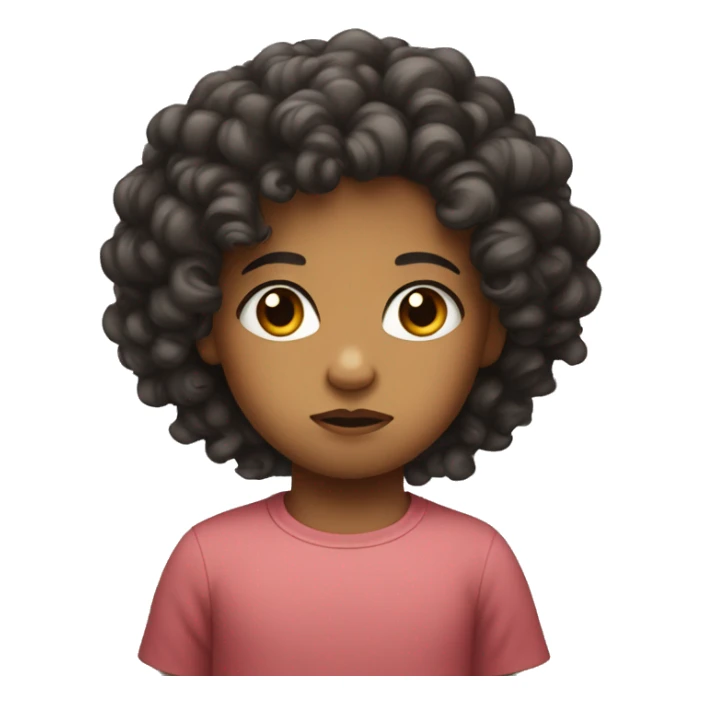 Mixed baby with curly hair frowning dramatically  sticker