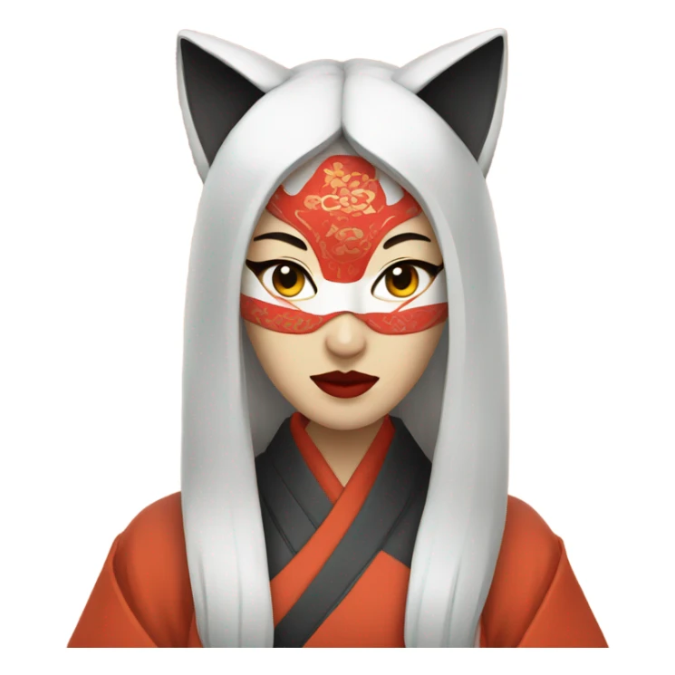 woman wearing kitsune japanese mask sticker