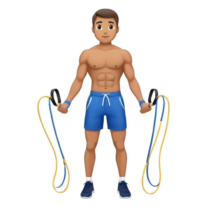 fit man with blue shorts resistance bands exercises sticker