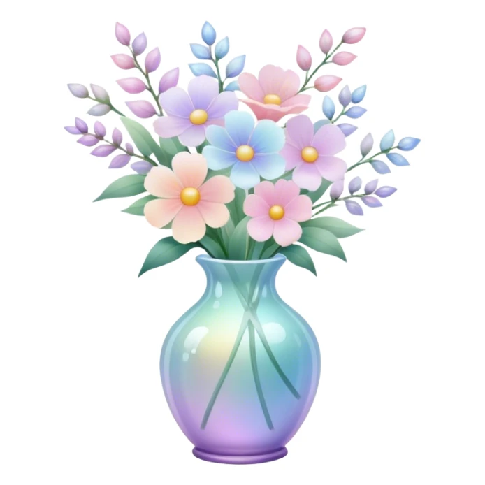 Iridescent vase with pastel flowers sticker