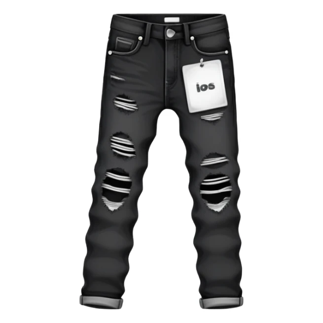 Black ripped jeans with white tag in back sticker
