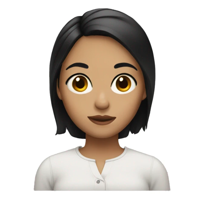 a girl with small eyes, black hair and brunette sticker