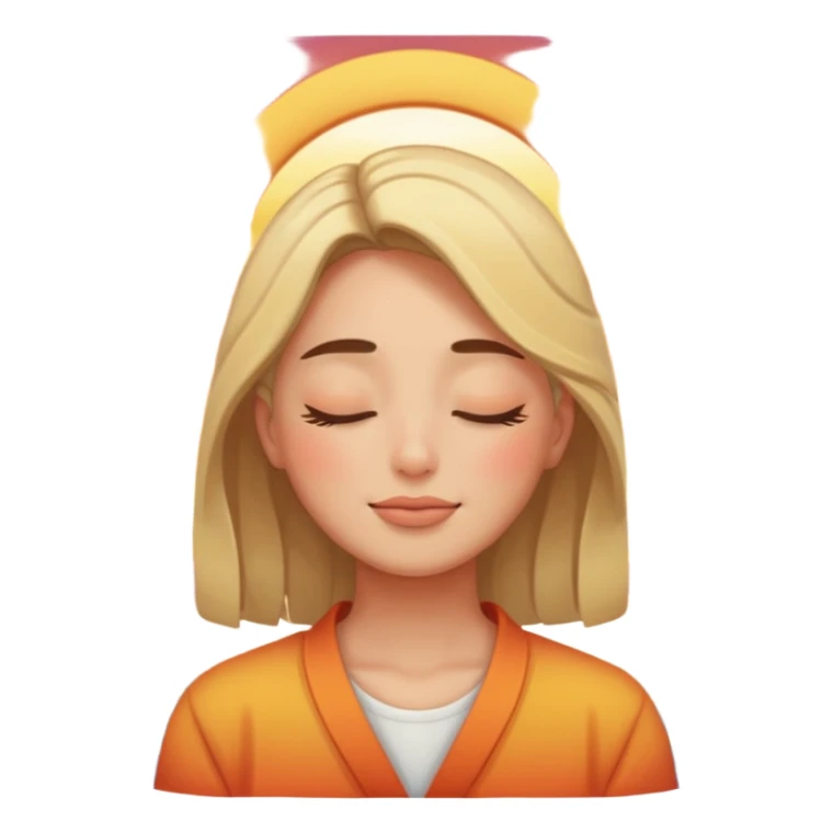 closed eyes relieved facial expression and a sunset behind the person sticker