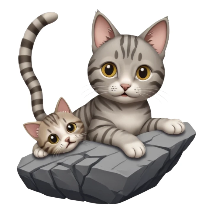 a cat holding another cat hand that fall under cliff sticker