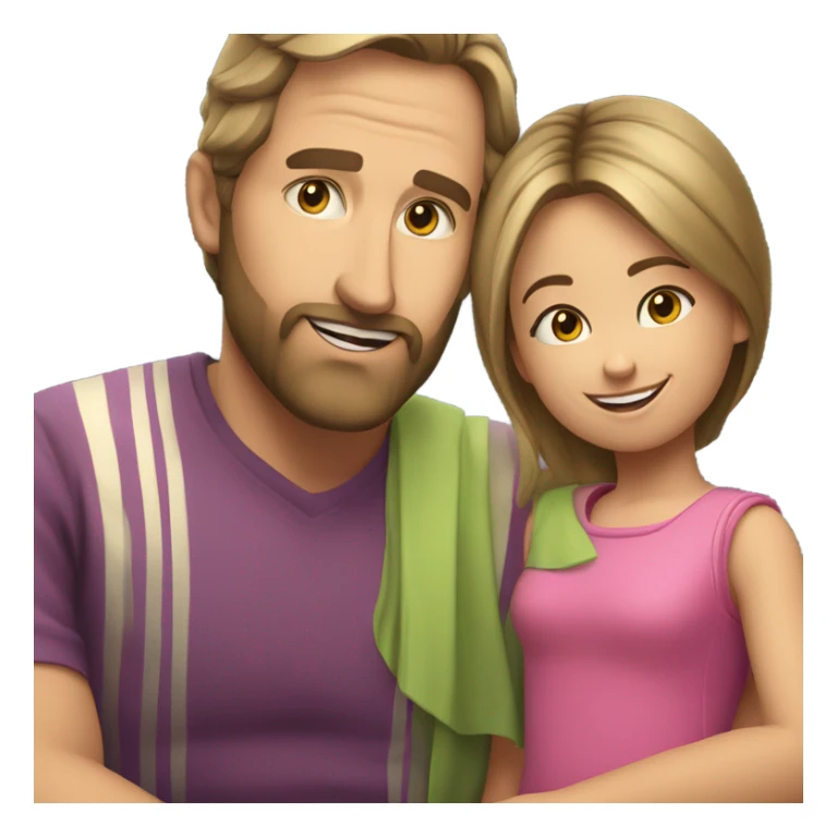 man and young daughter - caucasian race sticker