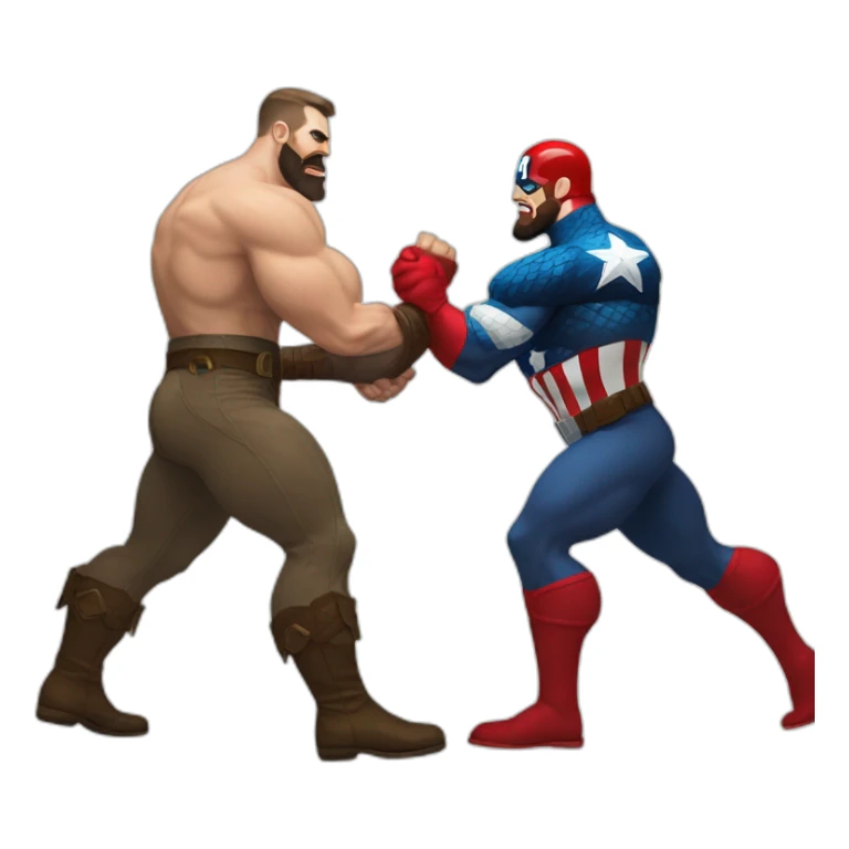Captain america and zangief shaking hands sticker