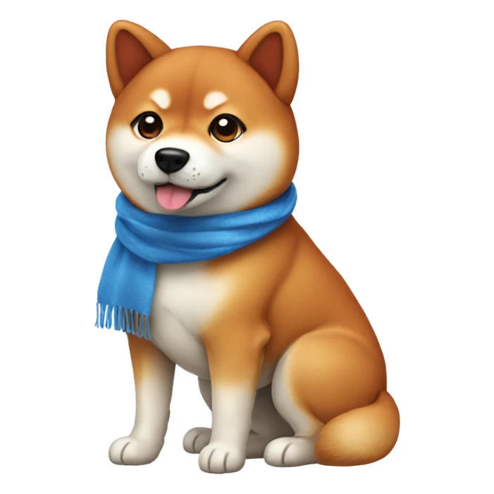 Cute red Shiba Inu dog with blue scarf sticker