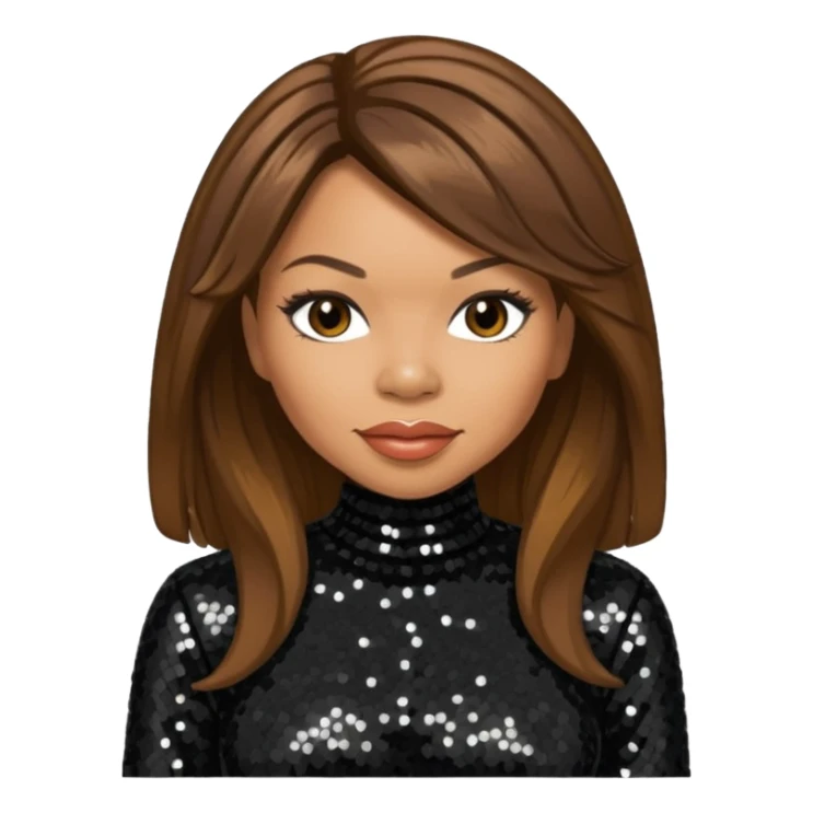 Tisha Campbell with long brown hair, black sequin outfit  sticker
