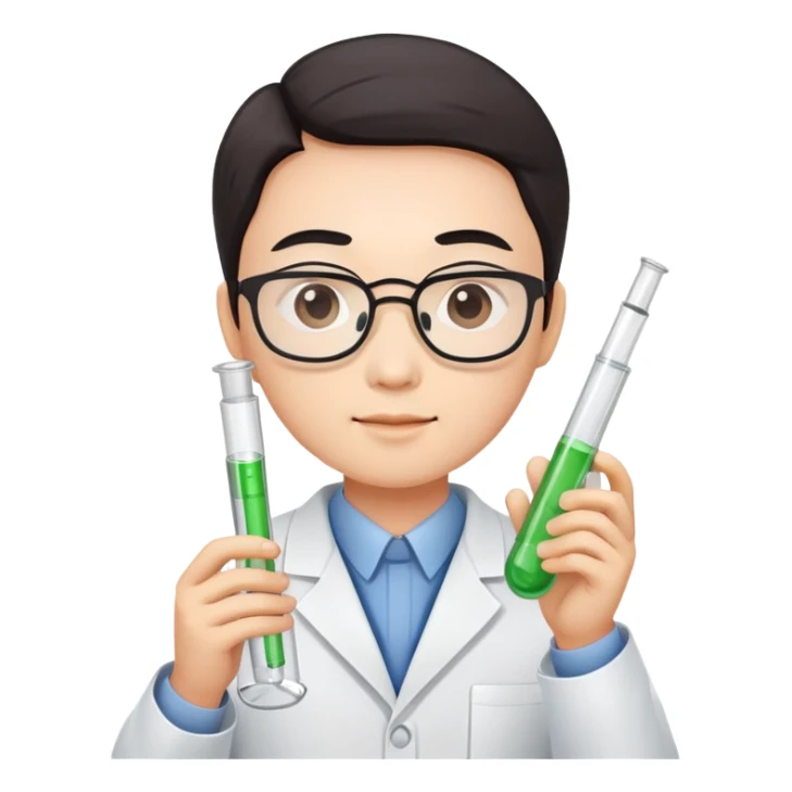 super realistic Chinese scientist holding test tube sticker