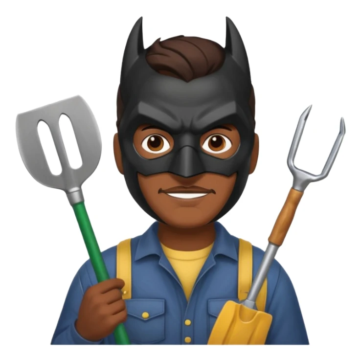 gardener with brown skin and batman mask sticker