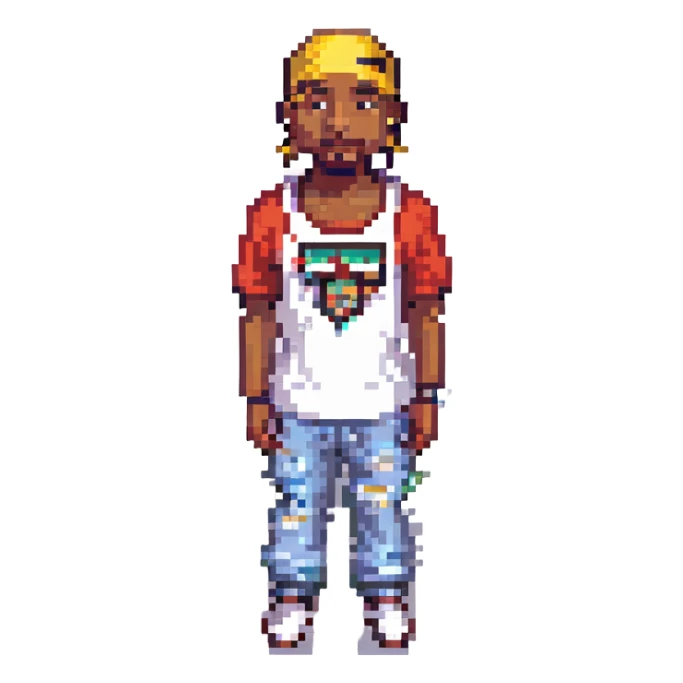 2Pac в полный рост, no background sticker