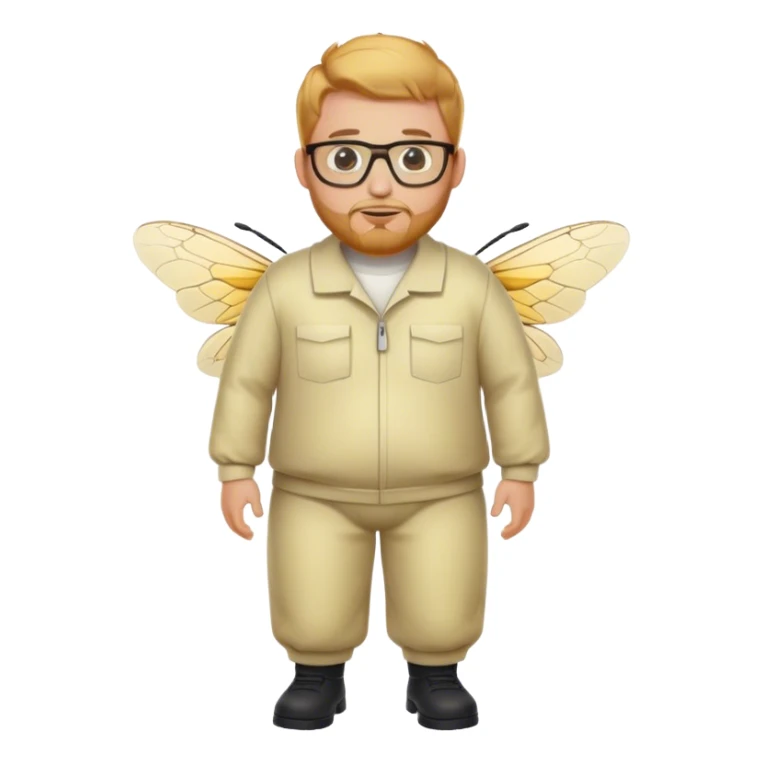 full body medium plus size male bee keeper with  short light strawberry blonde hair and goatee wearing glasses  sticker