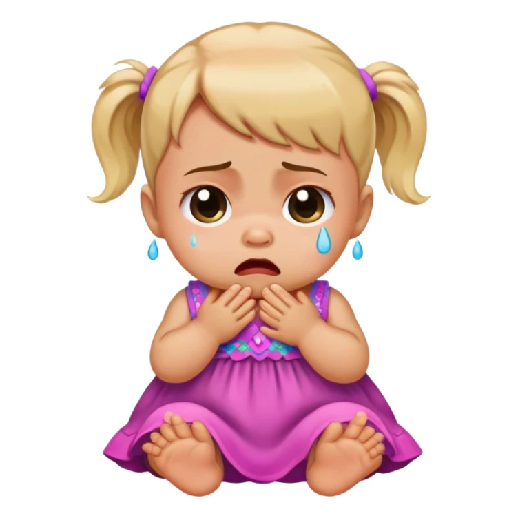 crying baby in colorful dress sticker