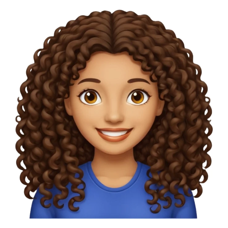 Woman light brown skin long dark curly hair sticker