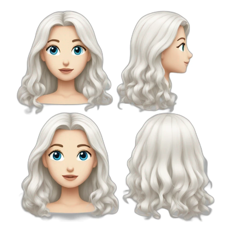 white girl long white hair blue eyes sticker