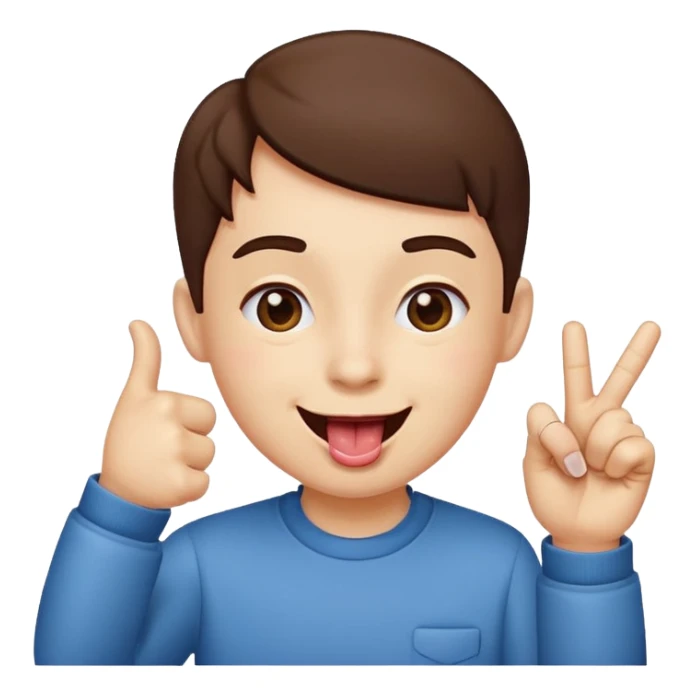 Looking satisfied and putting together your thumb and pointer finger happy tounge out sticker