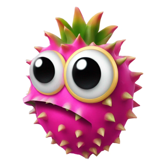 3D elegant Pitahaya with large shiny eyes 👀 one hand holds the mirror with its reflection 🪞 sticker
