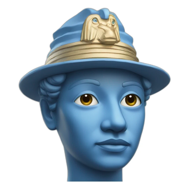 Face of Ptahs statue in blue Egypt hat sticker