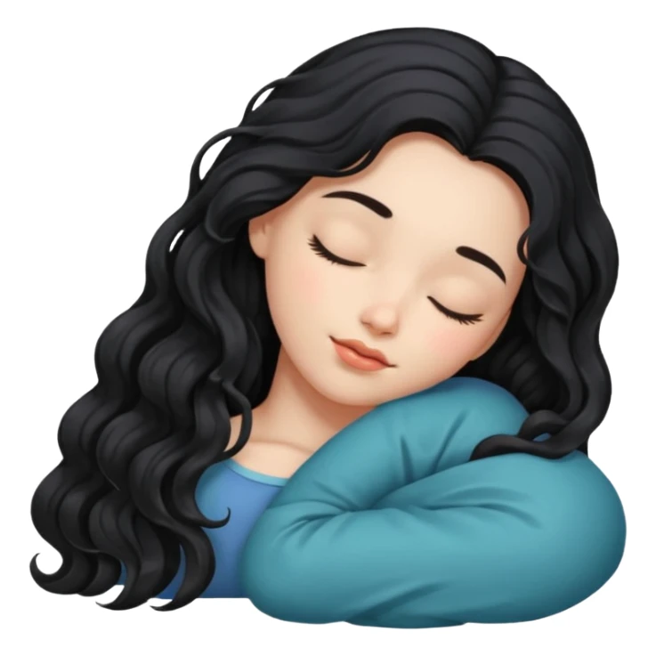Ragazza capelli lunghi neri mossi che dorme  sticker