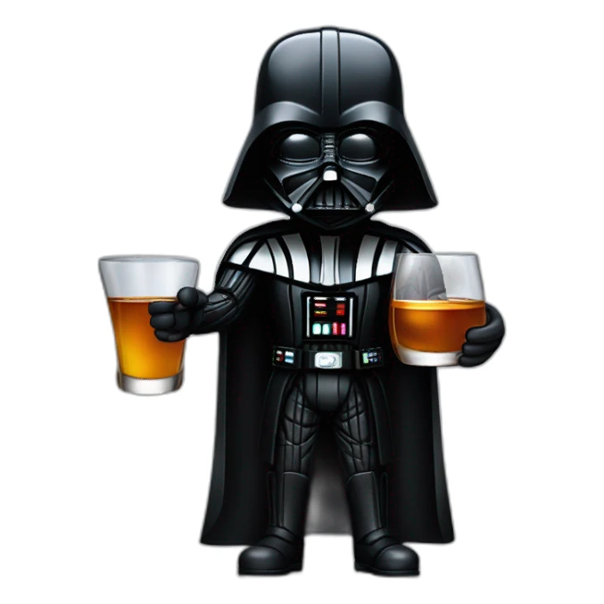 Darth Vader with a scotch whiskey glass in his right hand sticker