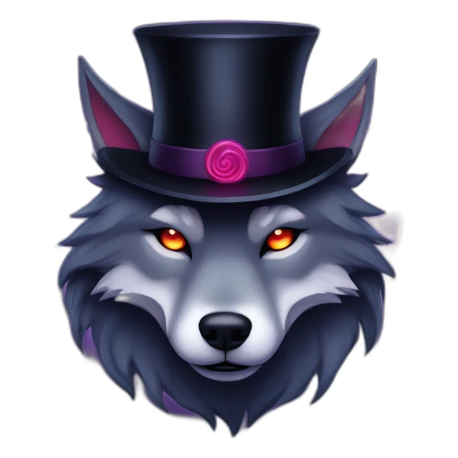 demonic wolf with pentagram top hat and a mysterious night sticker
