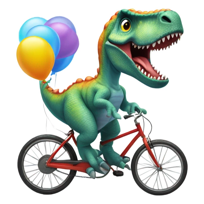 Dinosaur riding bike with balloon sticker