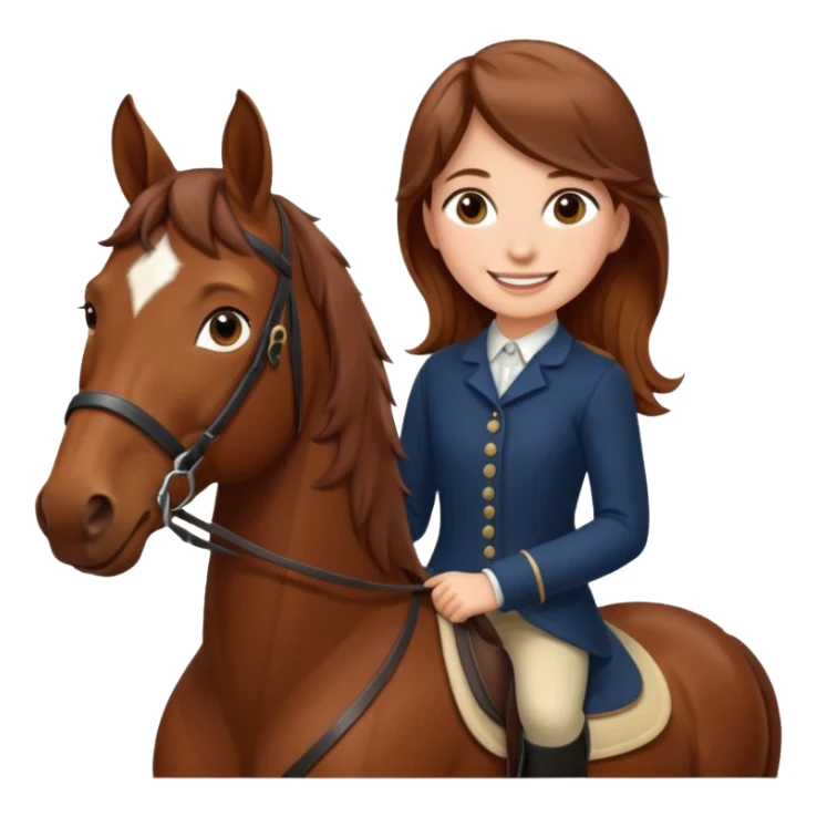 brown haired girl on a cheatnut hporse smiling' sticker