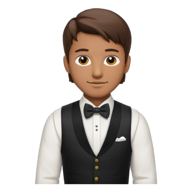 a bartender man with bow tie and vest, having brown hair















 sticker