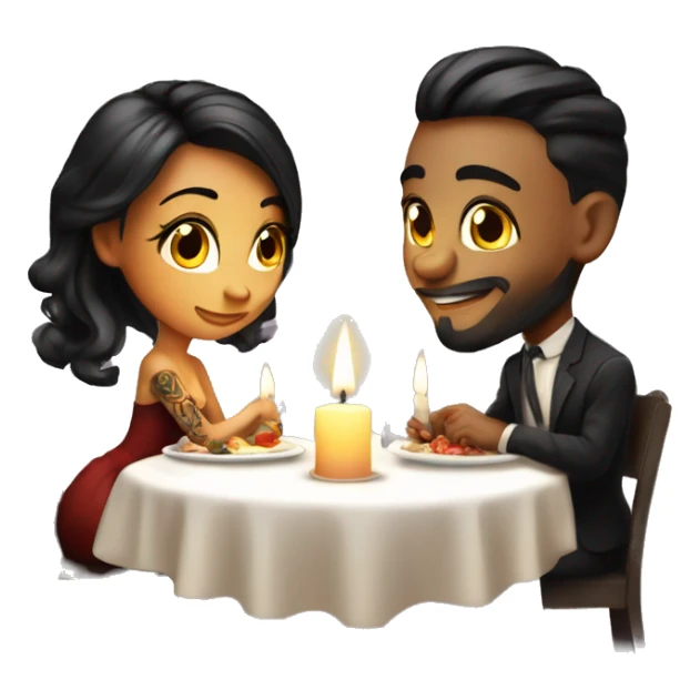 romantic candle light dinner for beautiful tattooed couple sticker