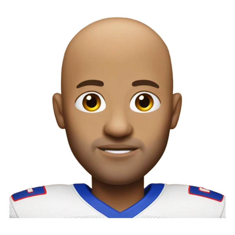 Bald guy with big ears wearing bills jersey sticker