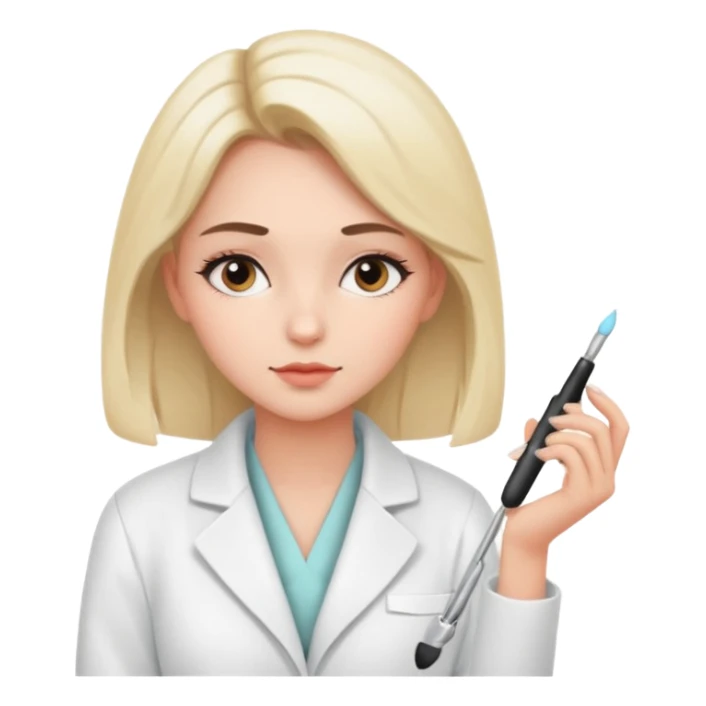 girl cosmetologist, thoughtful expression, soft colors, beauty clinic vibe thinking pose sticker