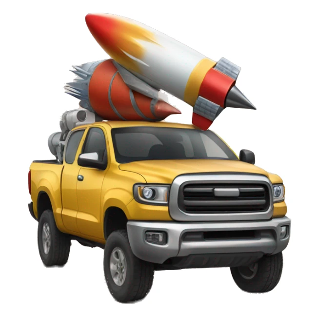 pick up truck and rocket strapped sticker