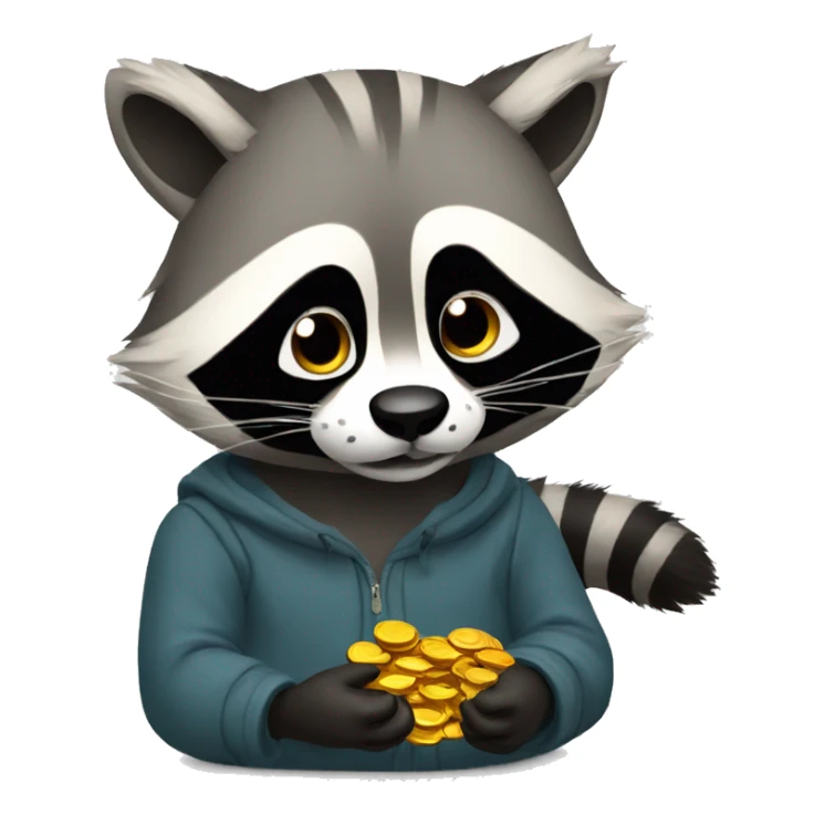 sad raccoon with a penny in his hand sticker
